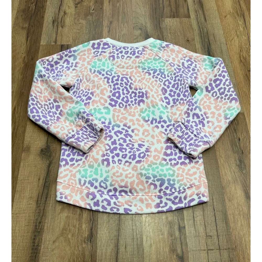 Nike Girls' Pastel Leopard Print Sweatshirt – Size 6 – 60% Cotton, 40% Polyester